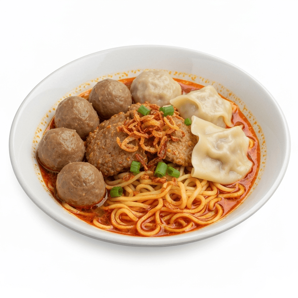 Bakmi Ayam Pedas Komplit